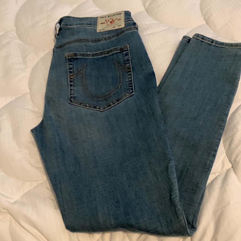Womens True Religion Sz 30 Jeans.  Worn once zip fly. Jenne Curvy midrise skinny - Picture 2 of 5